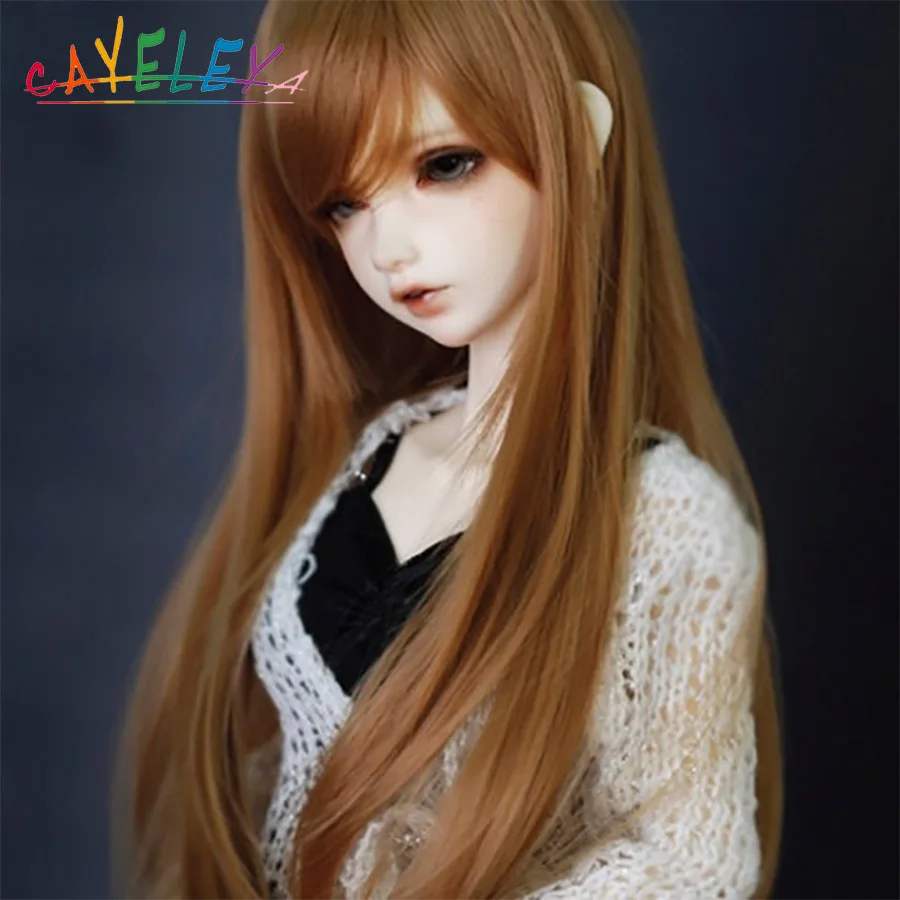 

Cateleya long straight brown bjd hair 1/3 1/4 doll wigs free shipping
