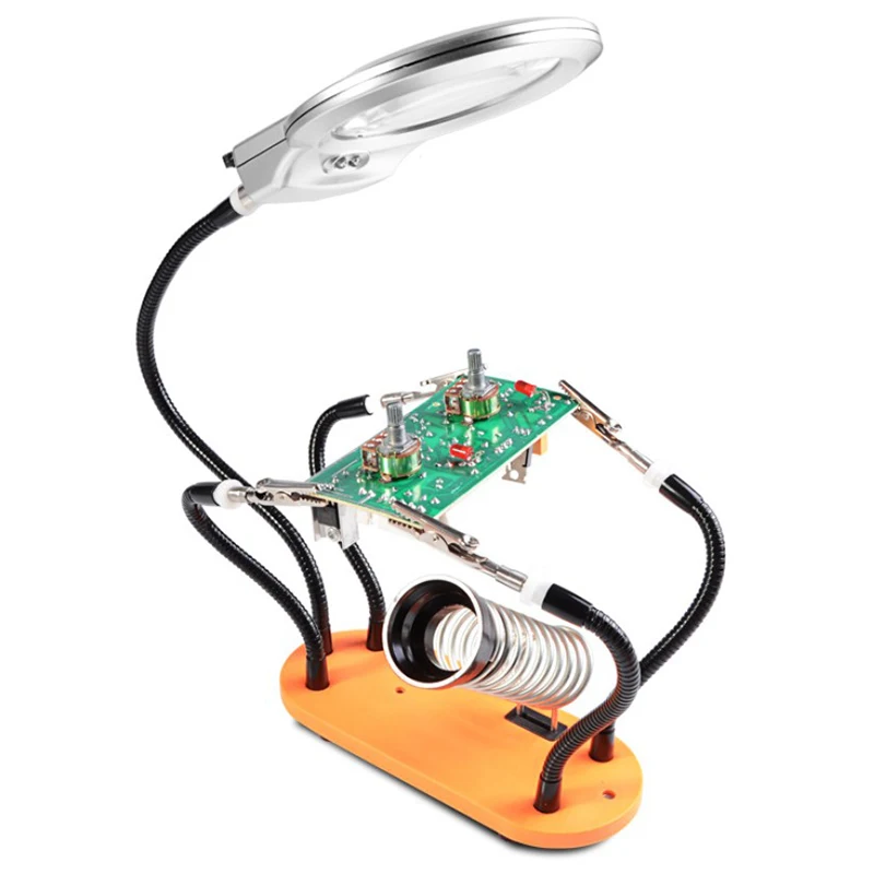 Сторонняя пайка Pcb держатель инструмент Quad Arms Led увеличительная помощь руки ремесла Ювелирные изделия хобби мастерская помощь станция не