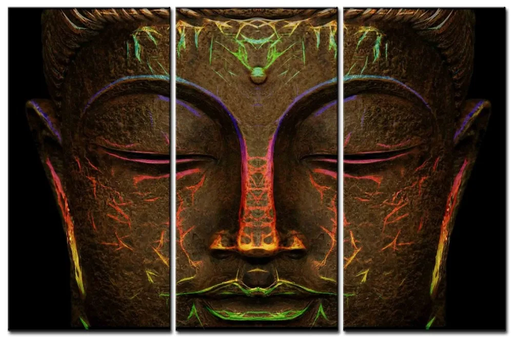 

3 Piece Color painting Buddha Head Decoration Painting Home Decor Canvas Print Poster Canvas Painting Wall art