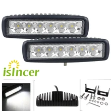 2 Pz 18 W Auto Spotlight Proiettore Luce di Lavoro LED Barra di Guida lampada Auto-Styling Luce del Lavoro del LED per Toyota Moto SUV UTE barca