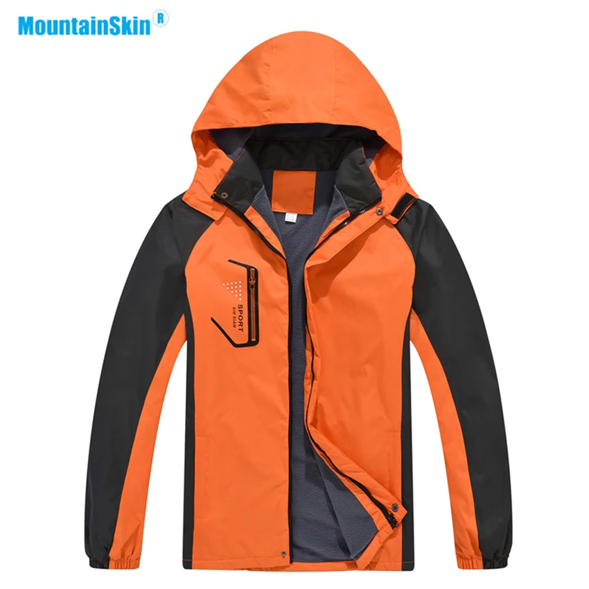 Mountainskin Men Autumn Hiking Jackets Outdoor Sport Windbreaker Camping Trekking Fishing Fleece Hat Detachable Male Coats MA343