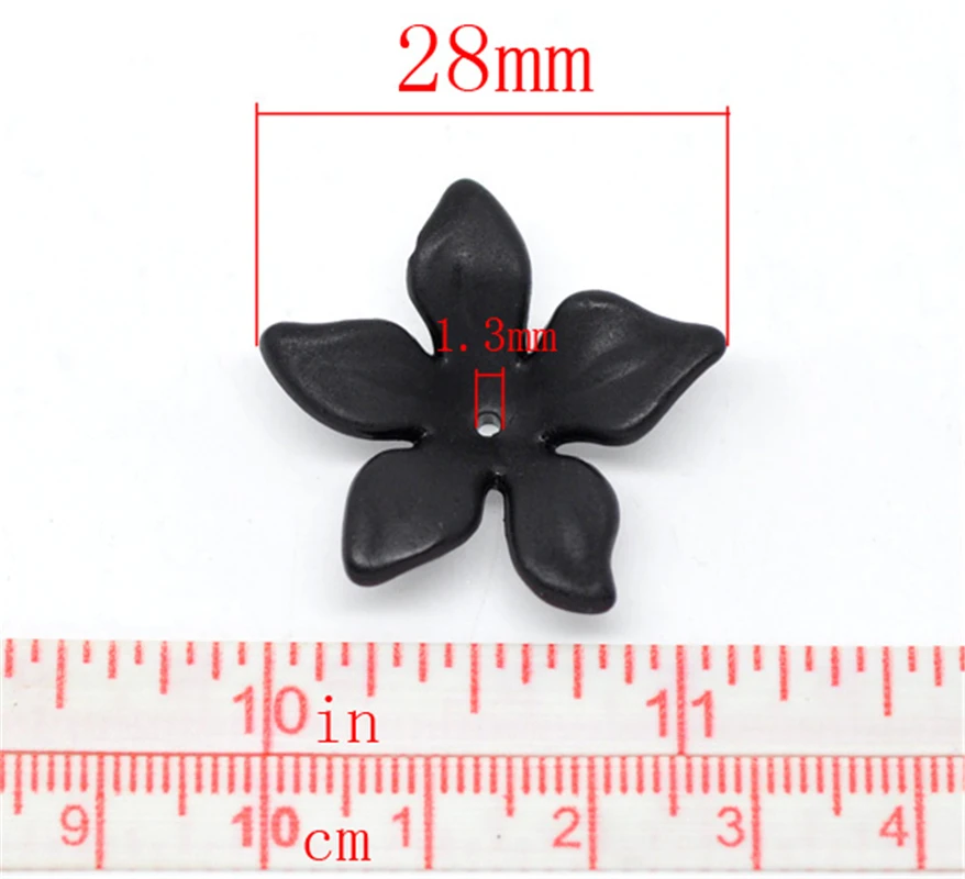 DoreenBeads 80 шт Черный Цветок Матовые акриловые бусины 28x7 мм(B14821), иу