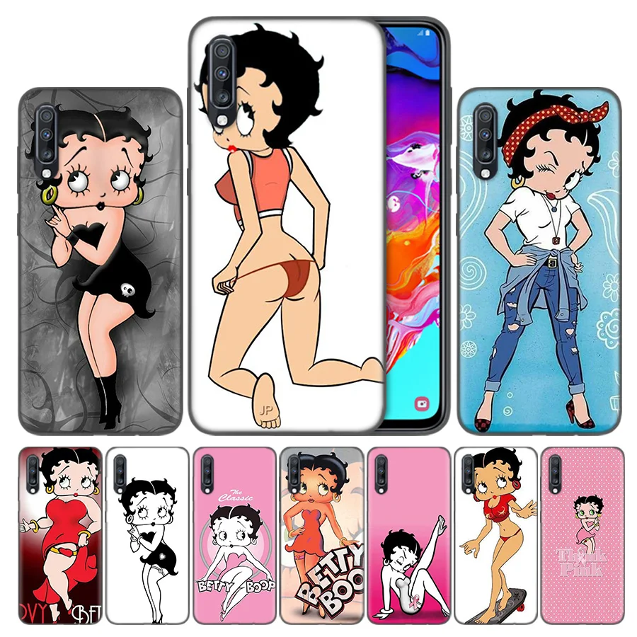 

Coque Cover Shell Case For Samsung Galaxy A7 A8 A9 A6 J4 J6 Plus 2018 Note 8 9 10 S7 Edge Black lovely Betty Boop girl