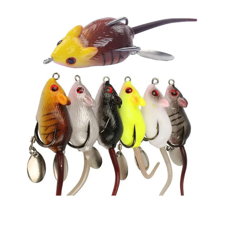  2Pcs 3D Eyes Soft Mouse Bait 5cm 10.5g Fishing Lure Artificial Swim Bait Fishing Accessories