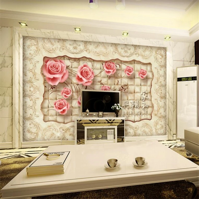 Beibehang The family decorates a wall paper hd photos mural wallpaper rose 3 d luxurious bedroom sitting room setting  wallpaper