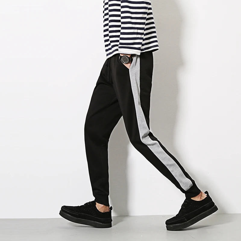 mens joggers with white stripe