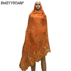 Африканская Женская шаль Цветочная вышивка дизайн Большие размеры мягкий хлопковый шарф для шали платок BM664
