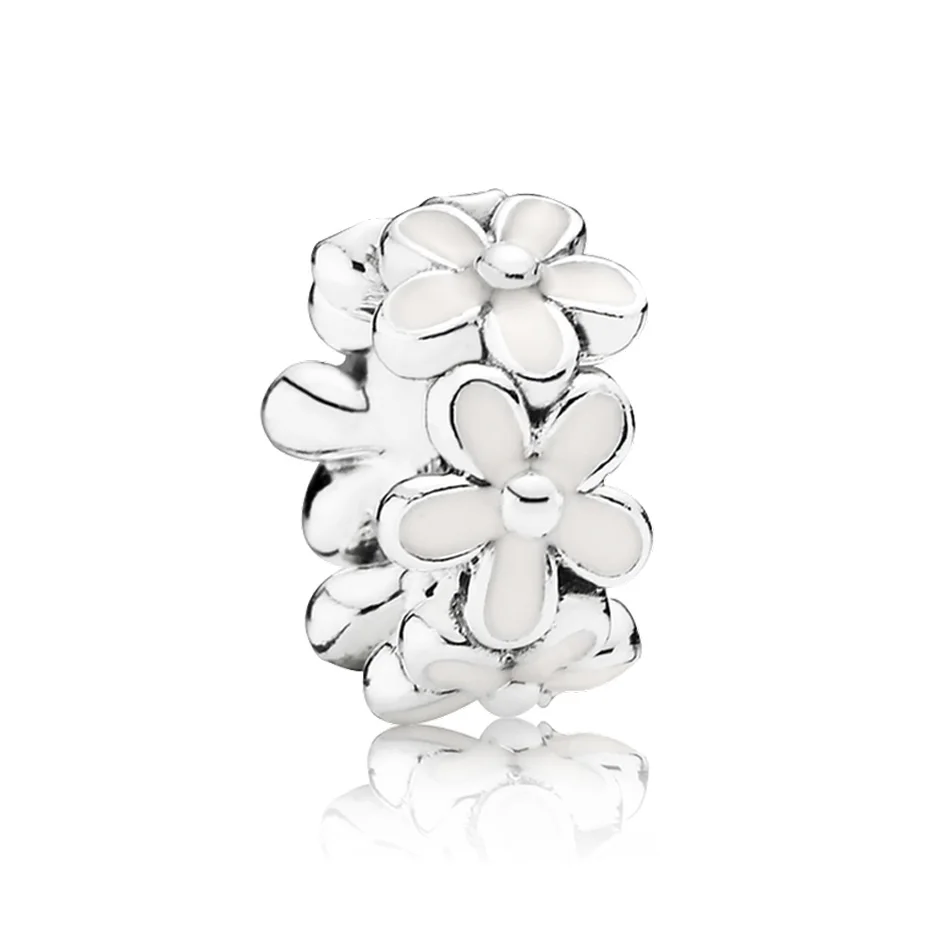 

Authentic 925 Sterling Silver Enamel Darling Daisies Spacer Bead Charm Fit Pandora Bracelet Bangle For Women DIY Jewelry Making