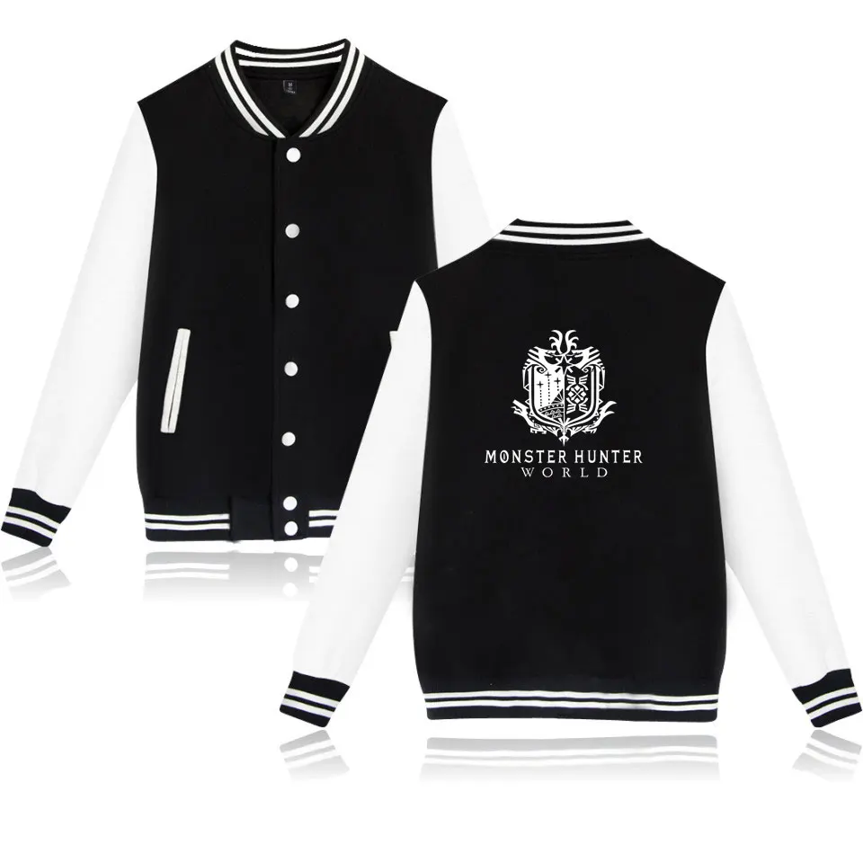 

Monster Hunter World baseball Jacket men/women winter uniform Coat streetwear fleece Sweatshirt casual harajuku Jackets Hoodies
