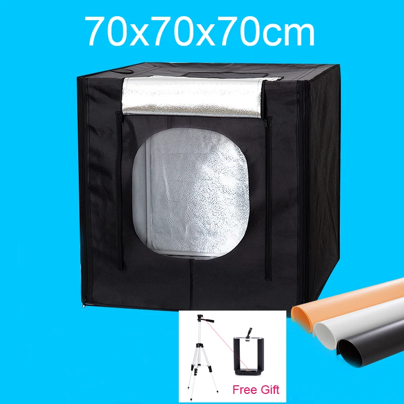 Светодиодный софтбокс для фотостудии комплект лайтбоксов 70x70x70 см портативный