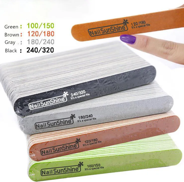 

200 pcs Strong Thick Wood Nail Files 180/240 120/180 240/320 100/150 Lima Buffer Manicure Wood Sanding Nails Files