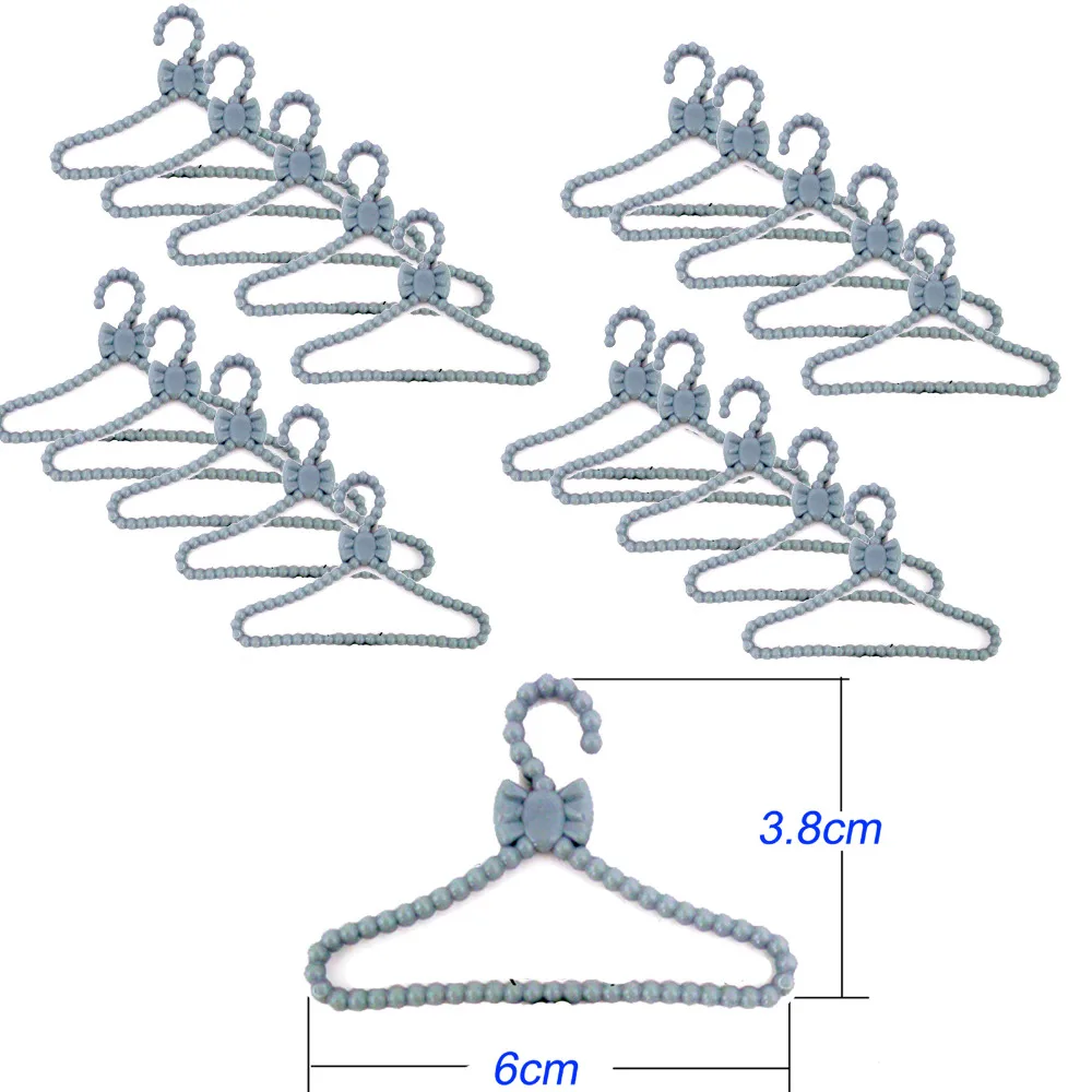 20 шт./лот мини серебристо серый вешалки бантом дизайн кукольный домик платье одежда 1/6 DIY интимные аксессуары для куклы Барби Девочек