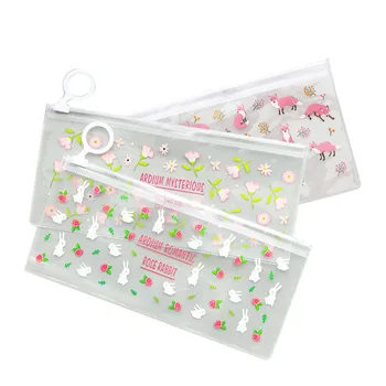 

3 Pcs Mysterious Small Flowers Animals Pvc Waterproof Pencil Cases Stationery Storage Office School Supplies Pencil Bags For G