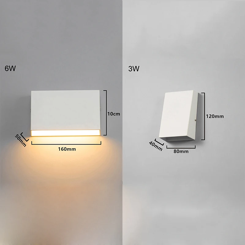 6W/3W LED Wall Light Outdoor Waterproof IP65 Porch Garden Wall Lamp Home Sconce Indoor Decoration Lighting Lamp Aluminum ZBW0003