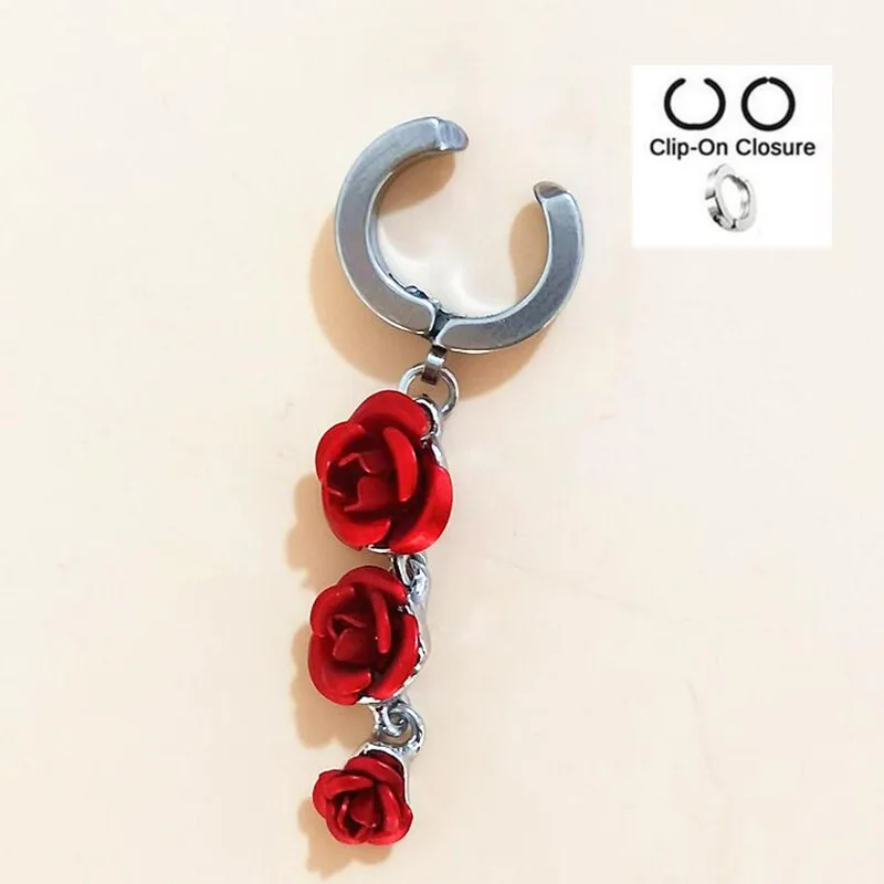Rose Flower Fake Belly On Rings 316l Steel Body Jewelry Rose Flower Fake Belly On Rings