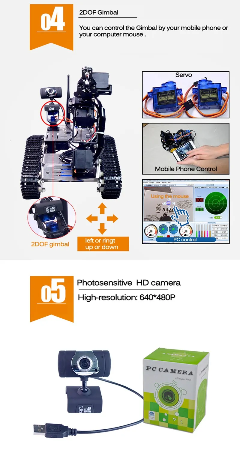 Xiao R DIY умный робот Wi-Fi видео контроль Танк с камерой Gimbal для детей и взрослых День рождения Рождество Забавный подарок