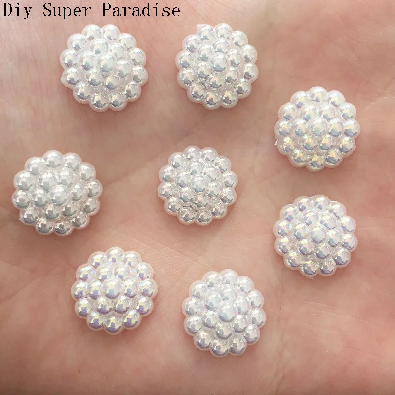 80 шт. 14 мм пластиковый Жемчужный Цветок круглой формы для скрапбукинга DIY