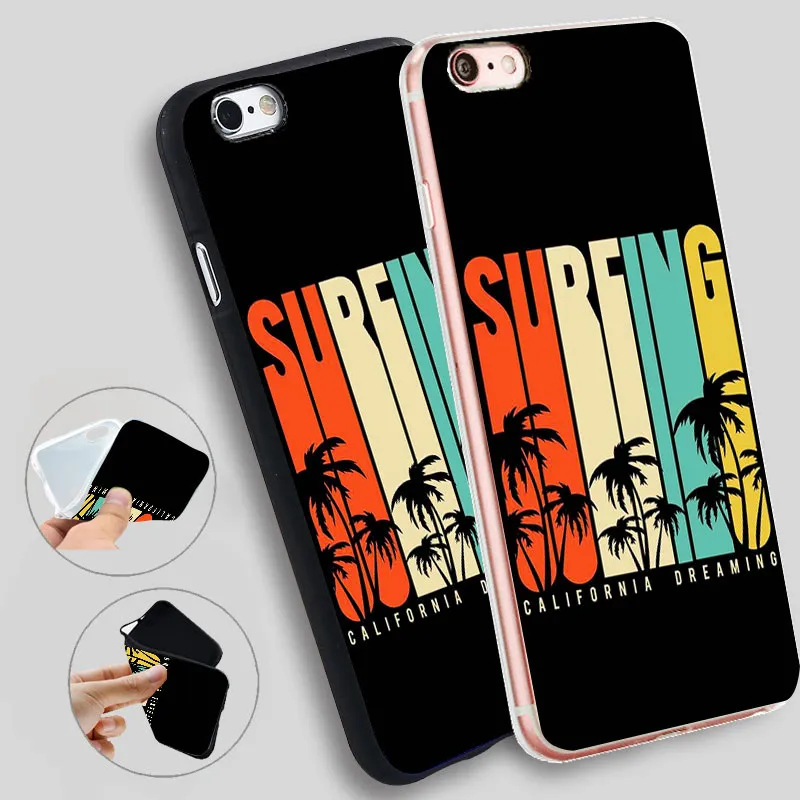 Phone Cover For iphone 7 7plus 8 8plus X Surfing California Case 5S XR XS Max SE 6 s 6S Plus TPU Cases | Мобильные телефоны и