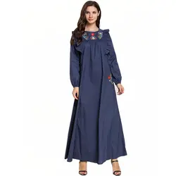 Vestido вышивка Абая, для мусульман платье кафтан из Пакистана арабский хиджаб Elbise кафтан марокканский мусульманские платья Одеяние