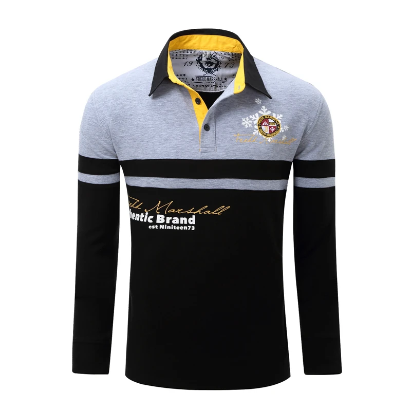 

ZOGAA Men's Shirts Fashion Color Block Polos Male Long Sleeve Casual Polo Shirt Men's Big Size Shirts Men Polo Shirt S-3XL