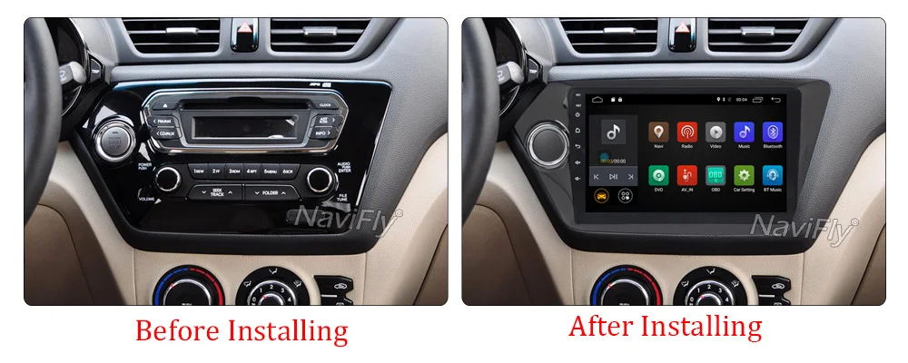 Sale NaviFly Quad Core 9inch Android 7.1 Car gps dvd player for Kia RIO K2 2010-2015 car Radio Cassette Player 2G RAM WIFI 4G LTE 8