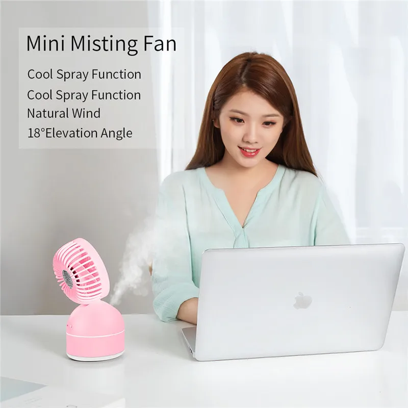 

Mini USB Rechargeable Humidifier Fan Cool Mist Portable Air Conditione Spray Fine Mist Sprayer Mini Fan for Office Room Desktop