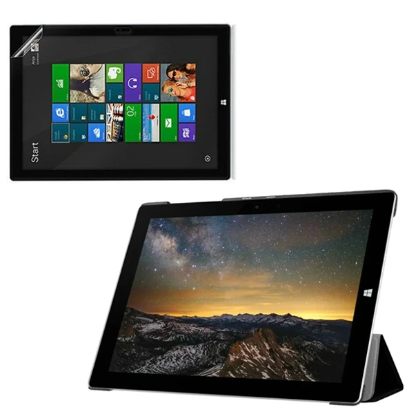 

1x Screen Protector, Ultra Thin Slim Magnetic Folio Stand Leather Case Smart Cover For Microsoft Surface 3 1645 Surface3 10.8