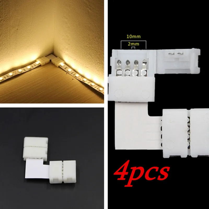 

4 Packs L-shape 4Pin RGB 5050 LED Connector LED Strip Light Connectors