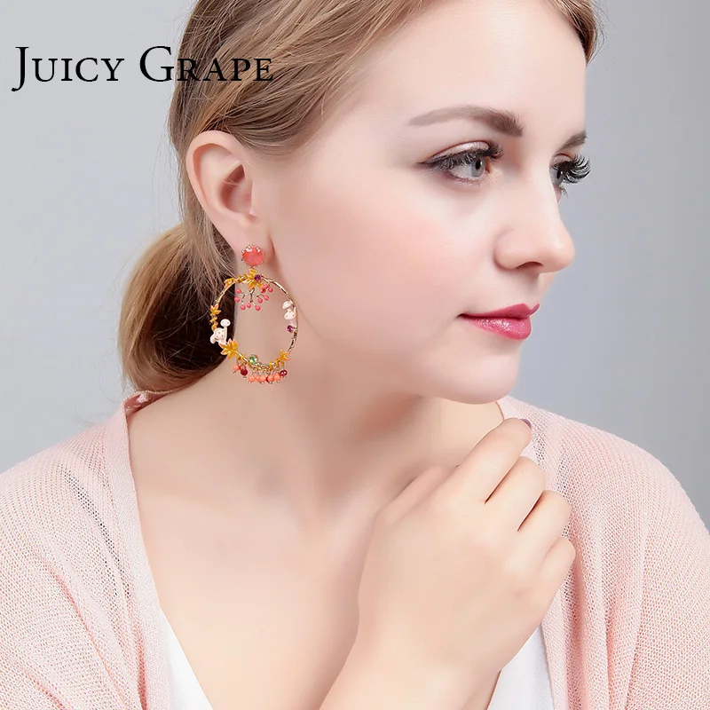 Франция Сочный Виноград Новые Поступления Роскошный Фонд Jewel Набор Гриб Серьги