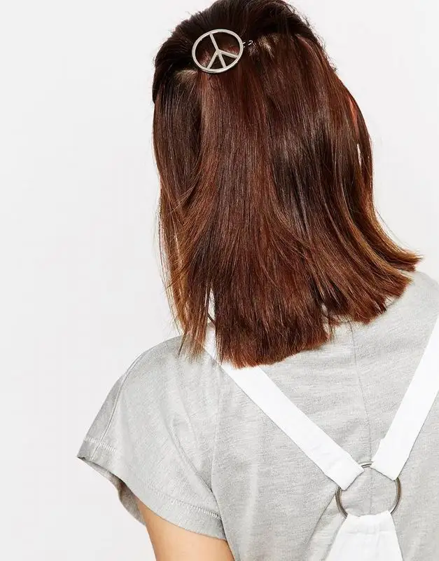 

Drop Shipping 2015 New Arrival Hair Jewelry Hollow Peace Sign Silver Alloy Barrette Hair Clip Pin for Women Girl