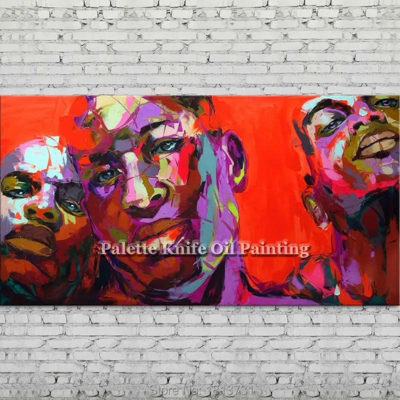

Palette knife portrait Face Oil painting Character figure canva Hand painted Francoise Nielly wall Art picture for living room89