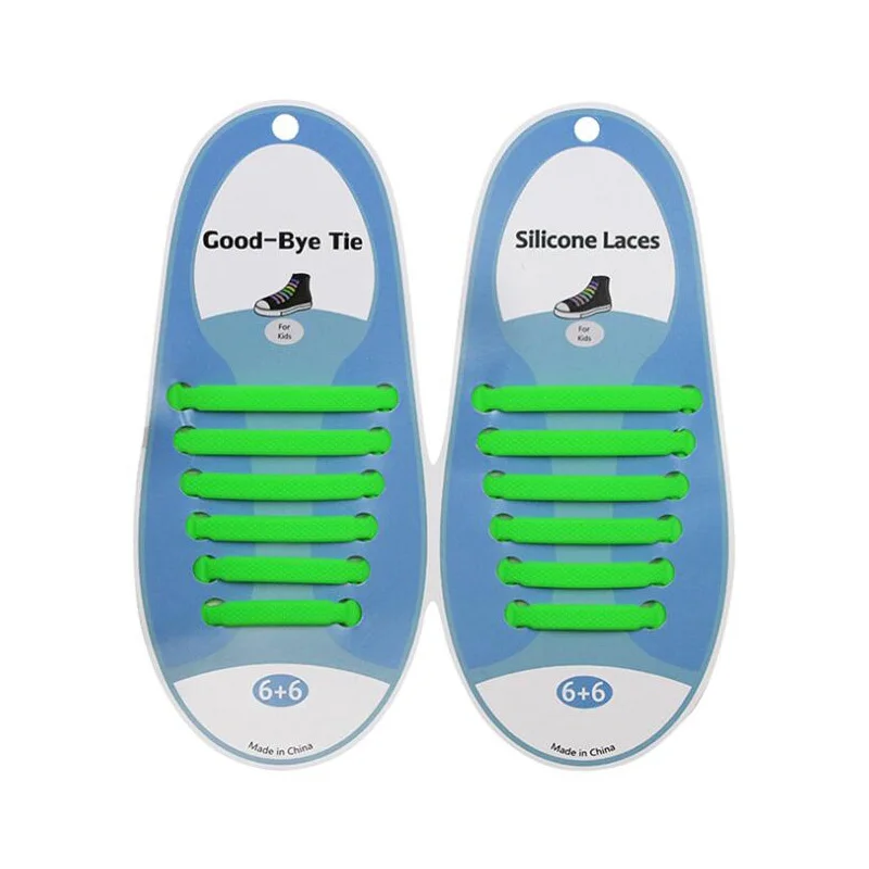12 шт./упак. для детей и детские ленивый эластичные силиконовые шнурки без завязок; кроссовки для бега и занятий спортом струны шнурки для обуви - Цвет: green