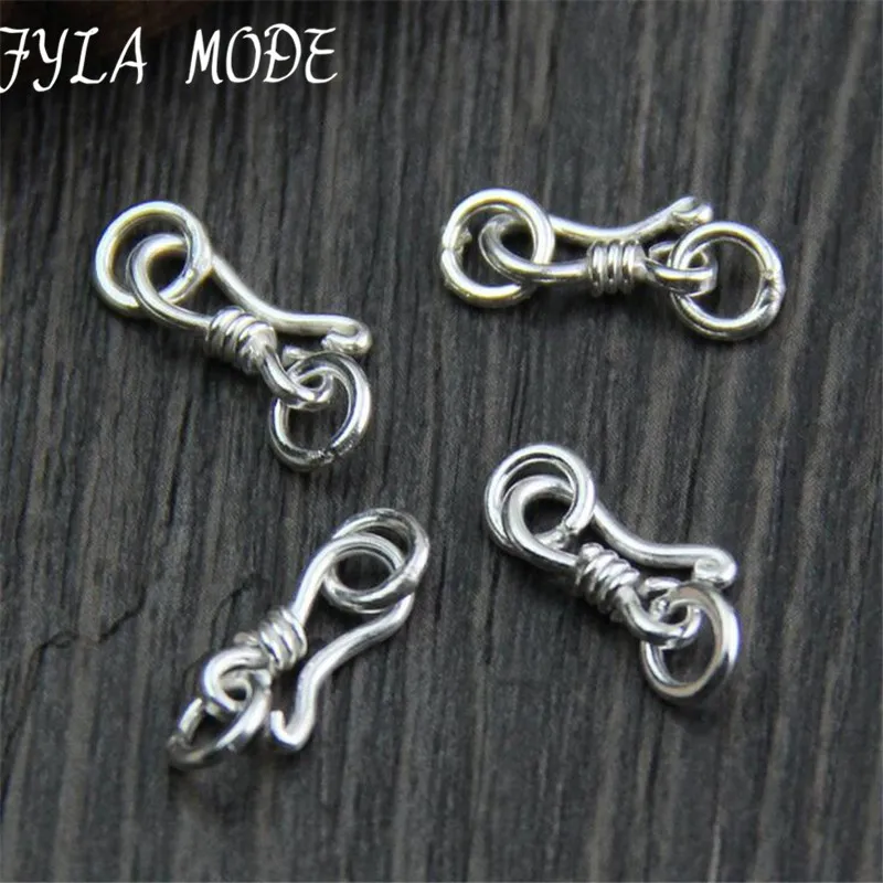 

Fyla Mode Sterling Silver S Hook Clasps Connectors Charms with Rings 925 Silver Hook and Eye Clasps 4.50*16.80mm 0.50G 4PCS