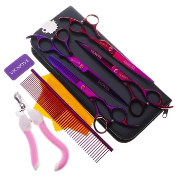 

Hair scissors Cutting 7 INCH + Thinning 6.5 INCH Set Professional Hairdressing Scissors Barber Purple Pet Shears