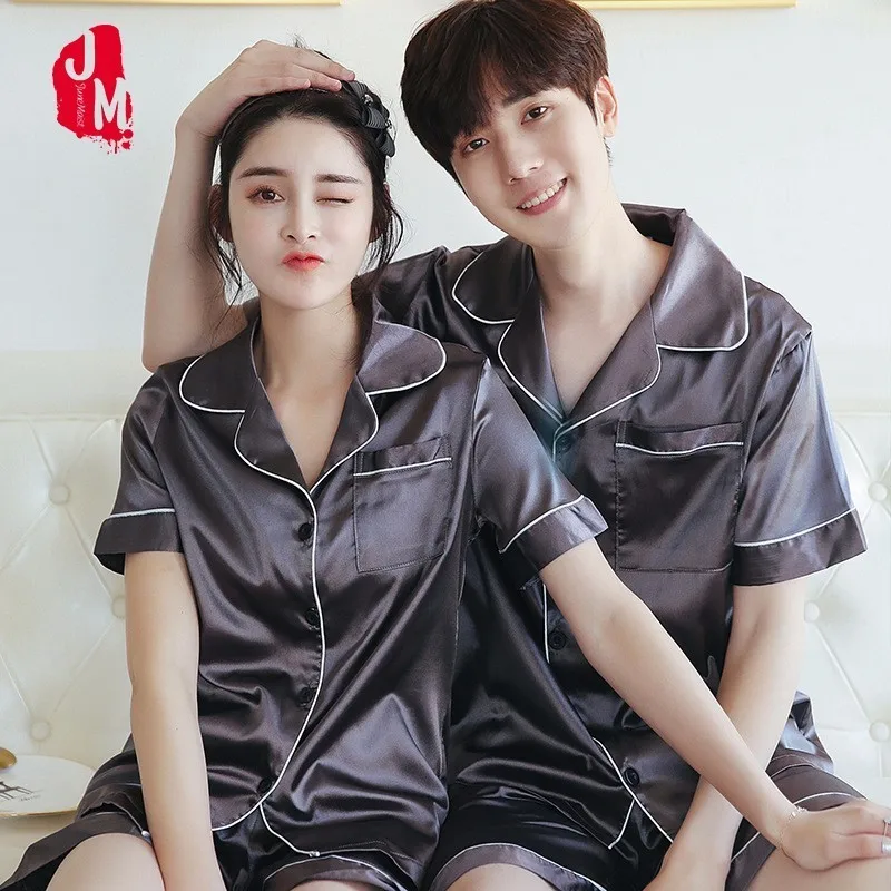 

2018 Silk Men Pajama Sets Solid Sleepwear Men Suits Satin Pyjama Short Silk Men's Pajamas Short Sleepwears Men's Summer XXL XXXL