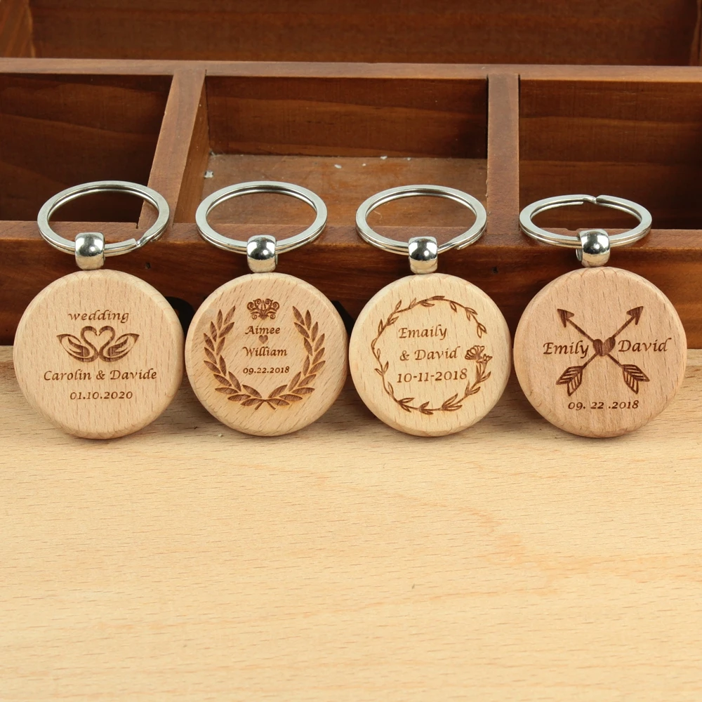 

10pcs Personalized wedding Wood Keychain Engraved Wood Key chain Rustic wedding favors and gifts for guests wedding souvenirs