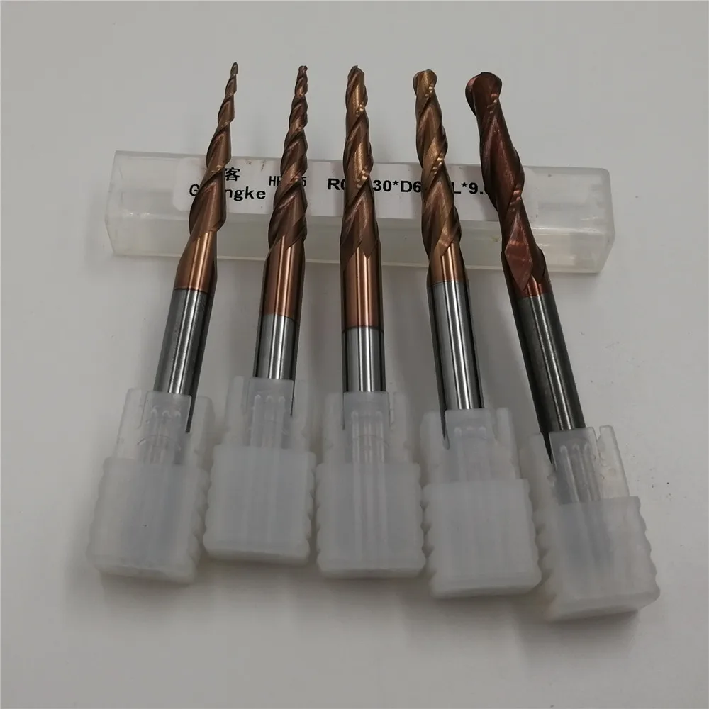 R0.5/R0.75/R1.0/R1.5/R2.0/R3.0 6 мм 75L HRC55 твердосплавные конические Фрезы с ЧПУ гравировальные