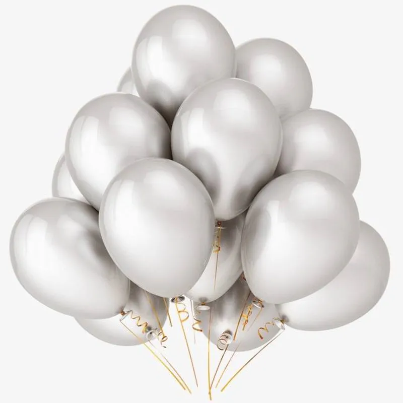 20 шт 12 дюймов золотые Серебристые белые латексные шары с днем рождения Свадебные украшения для взрослых детей надувные воздушные шары с гелием - Цвет: Silver
