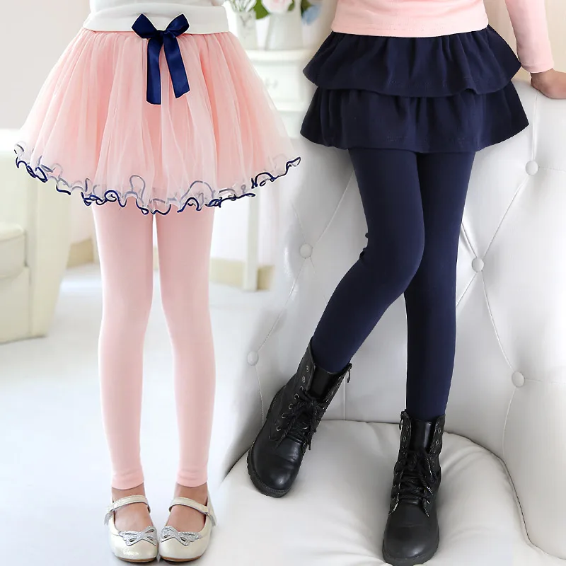 

2019 New Girls Spring Autumn Leggings High Elasticity Children's Leggings New Thin Fake Two Dancing Children's Clothing Leggings