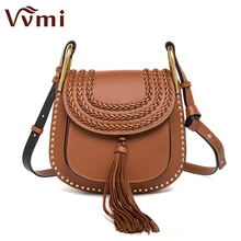 Vvmi brand 2016 women messenger handbags classic vintage tassel woven saddle weave single shoulder crossbody bags chic lady bag