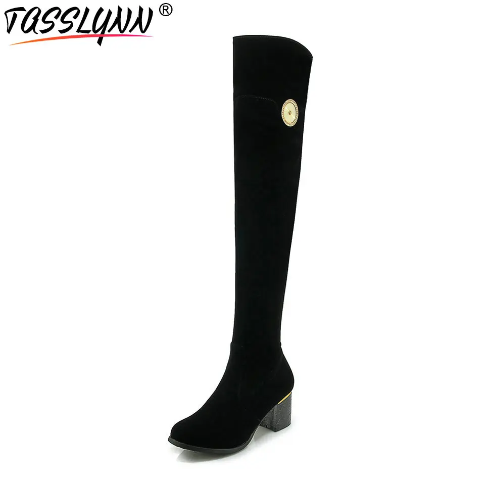 

TASSLYNN 2018 Women Boots winter Shoes Over The Knee Boots Women square Heels short plush Woman Sexy snow Shoes plus Size 34-43
