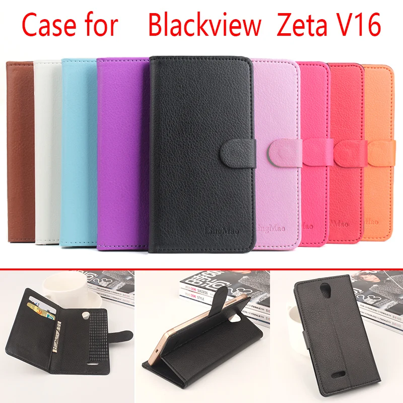 

For Blackview Zeta V16 Phone Case Folio Flip Pure Color Lichee Pattern PU Leather Wallet Case Cover Cash/Card Slots