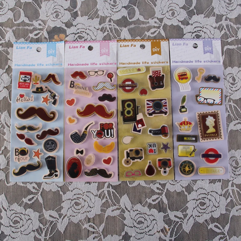 

Handmade Mustache Deocrative 3D Adhesive Stickers for DIY Gift/Photo Album /Scrapbooking Paper Craft Supplies Wedding Decor