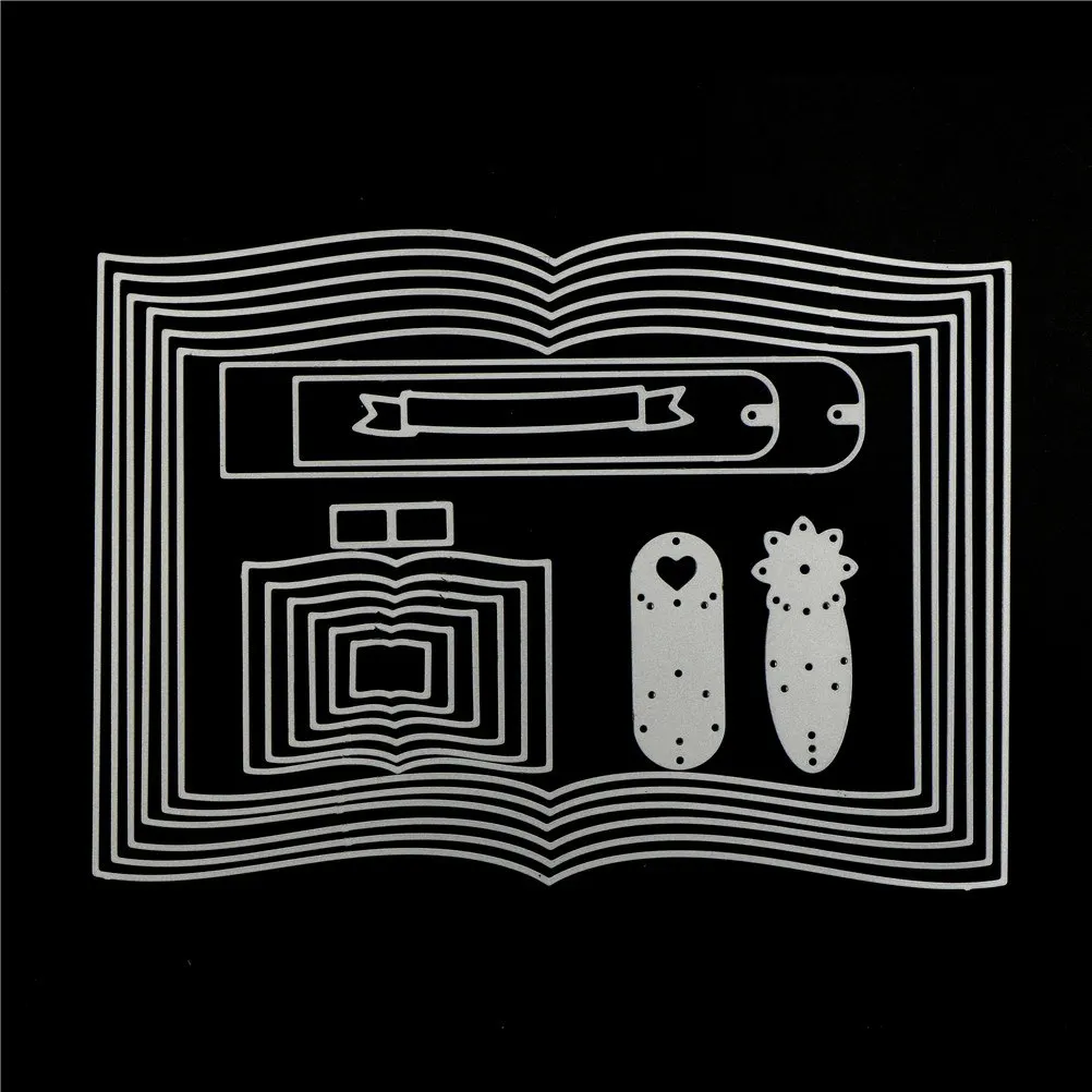 

Book Frame Customizable Metal Steel Cutting Dies Stencil Decor DIY Scrapbooking Paper Card Embossing Dies Template