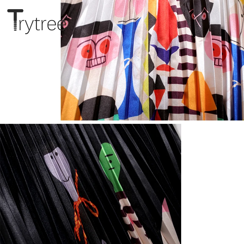 Летняя Осенняя плиссированная юбка Trytree Женская с мультяшным принтом юбки до