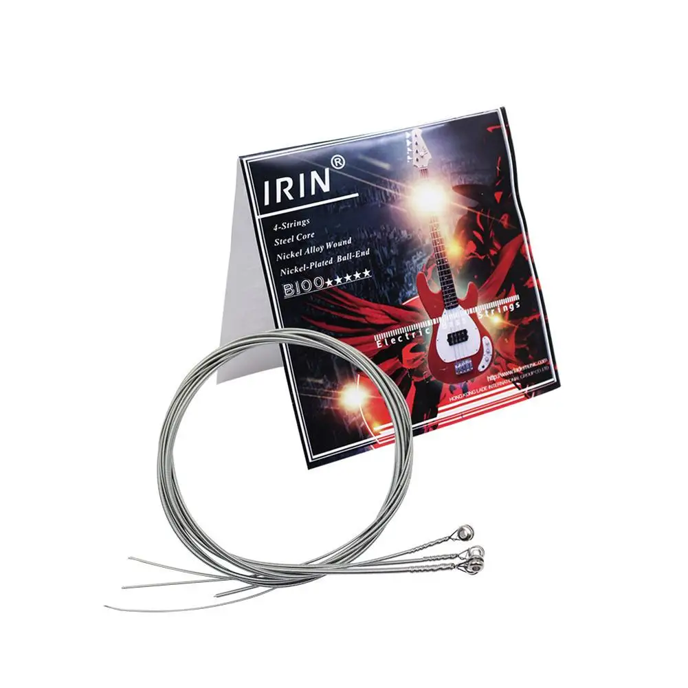 IRIN B100 4pcsset Bass Strings Steel Core Nickel Alloy Wound Nickel Plated Bass Guitar Strings Bass Guitar Parts Accessories