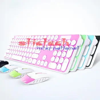 

by dhl or ems 20pcs 2.4G Wireless Optical Keyboard Mouse Set Universal Round Key Style PC Computer Keyboard Receiver Set