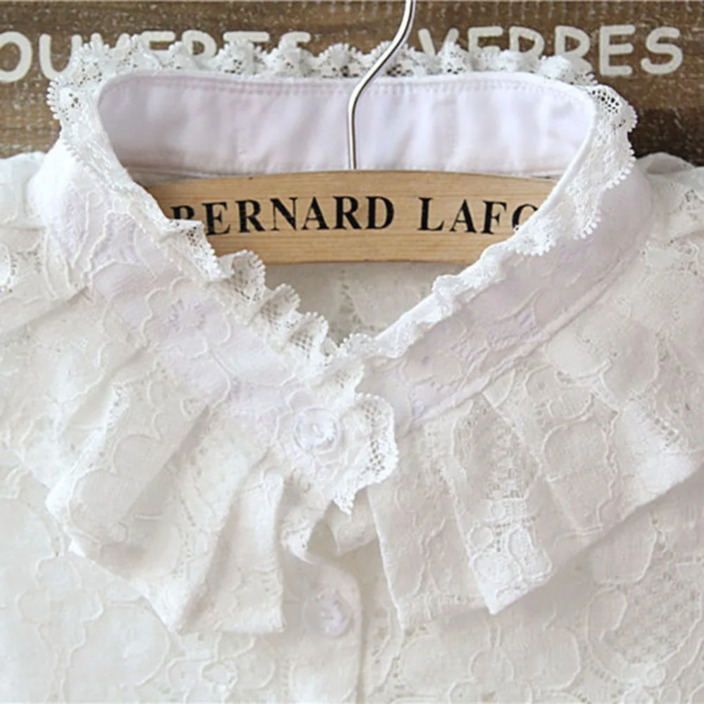 

Women Pure Color Lace Detachable Lapel Choker Necklace Shirt Fake False Collar 2018 New