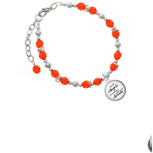 Domed Angels Wear Scrubs Orange Beaded Bracelet