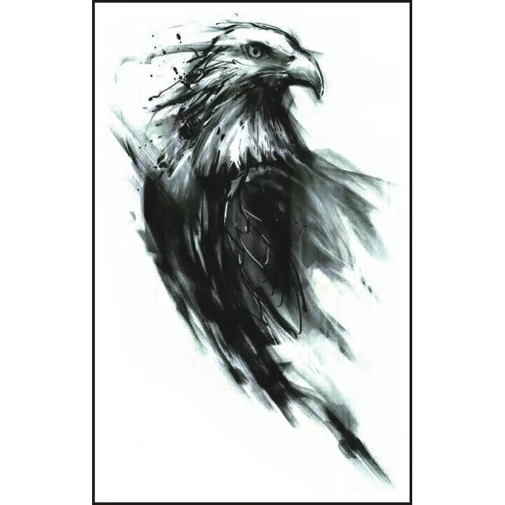 

2PC Waterproof Eagle Temporary Tattoos 3D Flower Fake Tattoos Sticker
